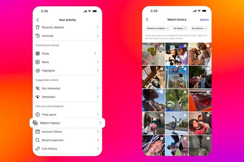 Instagram adds a watch history for Reels