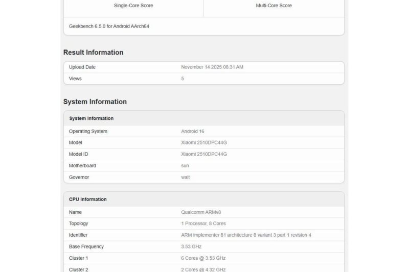 Poco F8 Pro runs Geekbench too, revealing its chipset